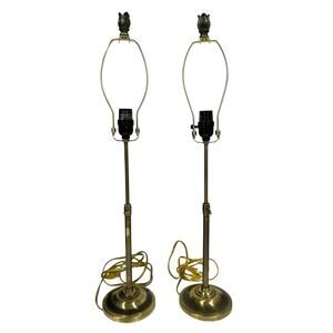 Adjustable Brass Table Lamp Pair Extendable Slim Set of 2